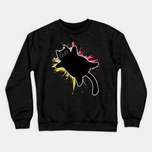 Funky Red Yellow Paint Explosion by Black Cat Crewneck Sweatshirt